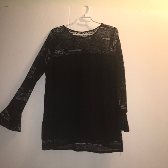 Long Sleeve Michel Studio Black Lace Top